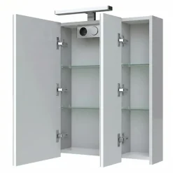 Planète Bain Armoire de toilette éclairante 3 portes 80 cm blanche Juno 2