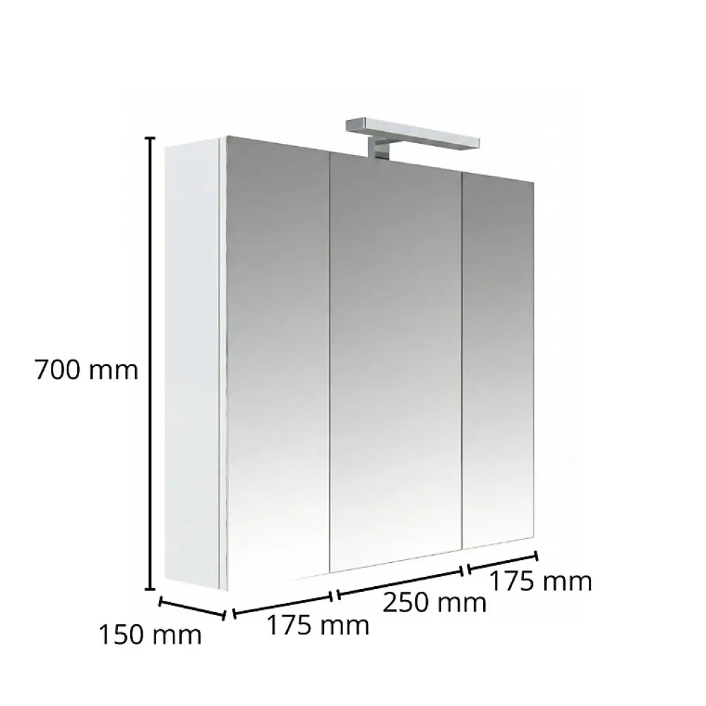 Armoire De Toilette|Planète Bain Armoire de toilette éclairante 3 portes 60 cm blanche Juno 2