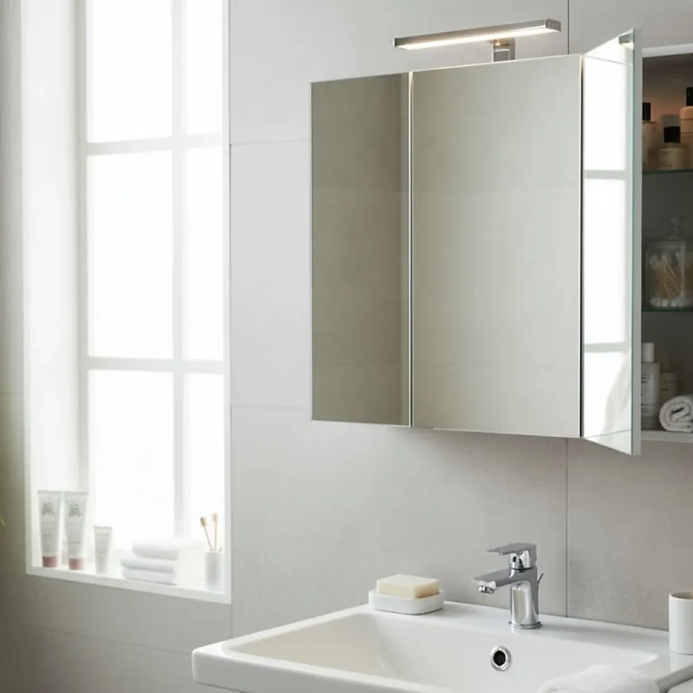 Armoire De Toilette|Planète Bain Armoire de toilette éclairante 3 portes 60 cm blanche Juno 2