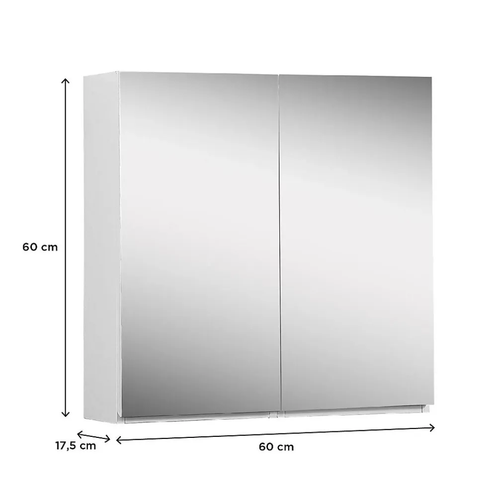 Armoire De Toilette|Mob-In Armoire de toilette 60cm double porte avec miroirs WILL