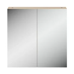 Armoire de toilette effet chêne et 2 portes miroir l.55 x H.54 xP.14,6 cm, Opah
