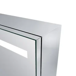 Sirhona Armoire de toilette en Acier Inoxydable Miroir double 90x65 cm Interrupteur tactile LED + Prise rasoir + Grand rangement