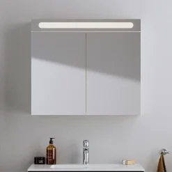 Armoire De Toilette|Duravit Armoire de toilette en aluminium 2 portes miroir avec éclairage LED pour salle de bain et toilette - 70x100x15cm - DURAPOINT