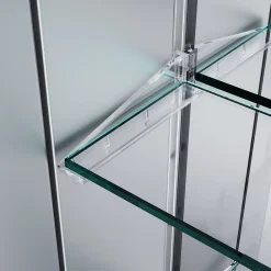 Sirhona Armoire de toilette en Aluminium Miroir multi-surfaces 65x65 cm Interrupteur tactile LED + Anti-buée + Prise rasoir
