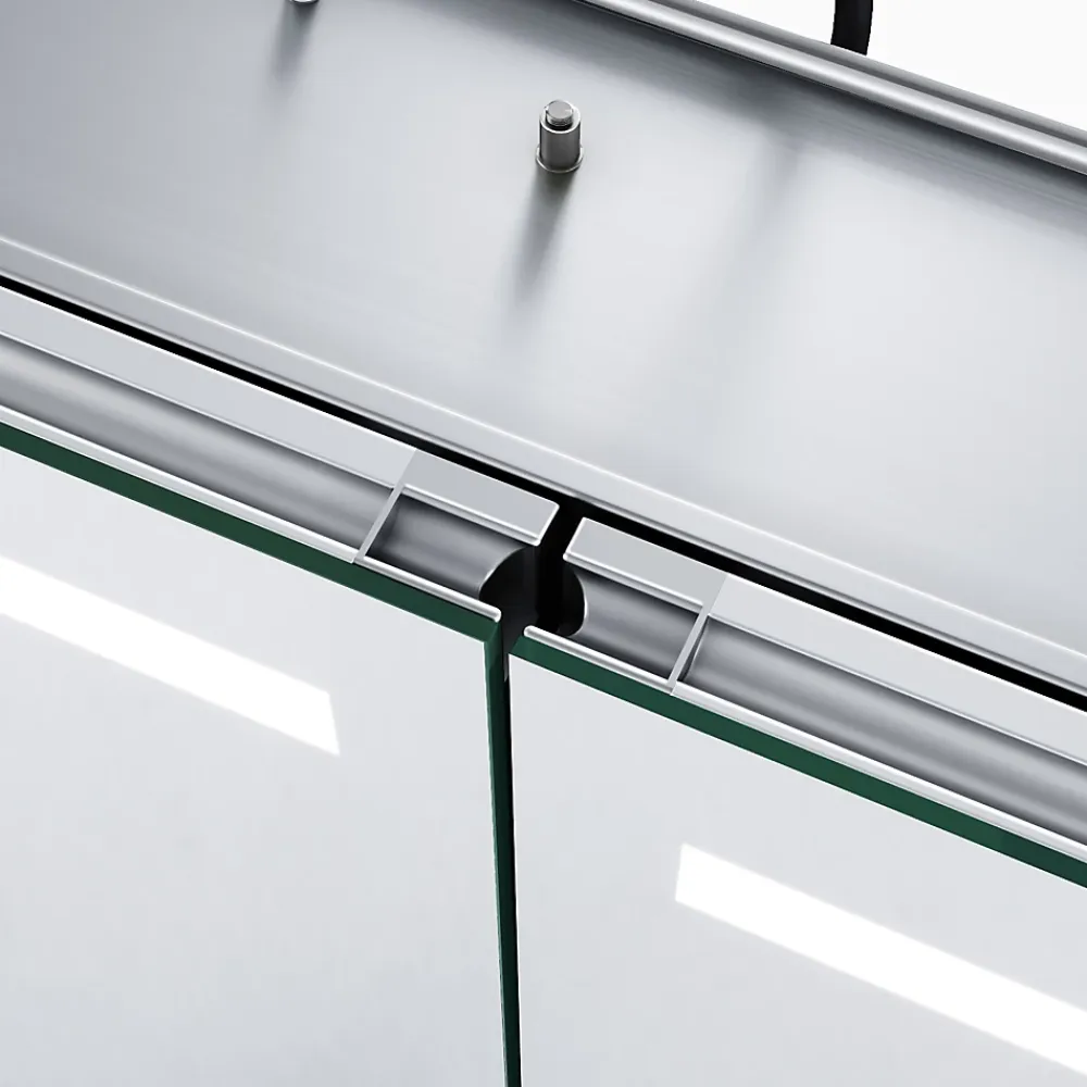 Sirhona Armoire de toilette en Aluminium Miroir multi-surfaces 65x65 cm Interrupteur tactile LED + Anti-buée + Prise rasoir