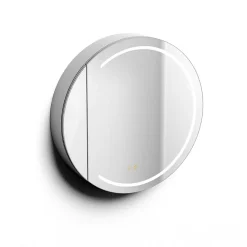 Armoire De Toilette|Poalgi Armoire de toilette LED aluminium MANILLONS 1p miroir diamètre 80 cm P. 14 cm - Nox