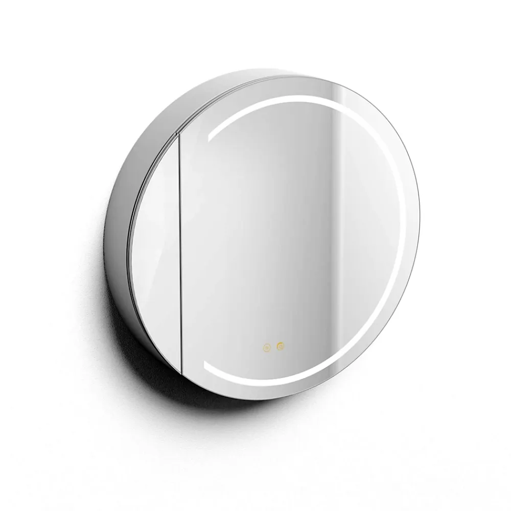 Armoire De Toilette|Poalgi Armoire de toilette LED aluminium MANILLONS 1p miroir diamètre 80 cm P. 14 cm - Nox