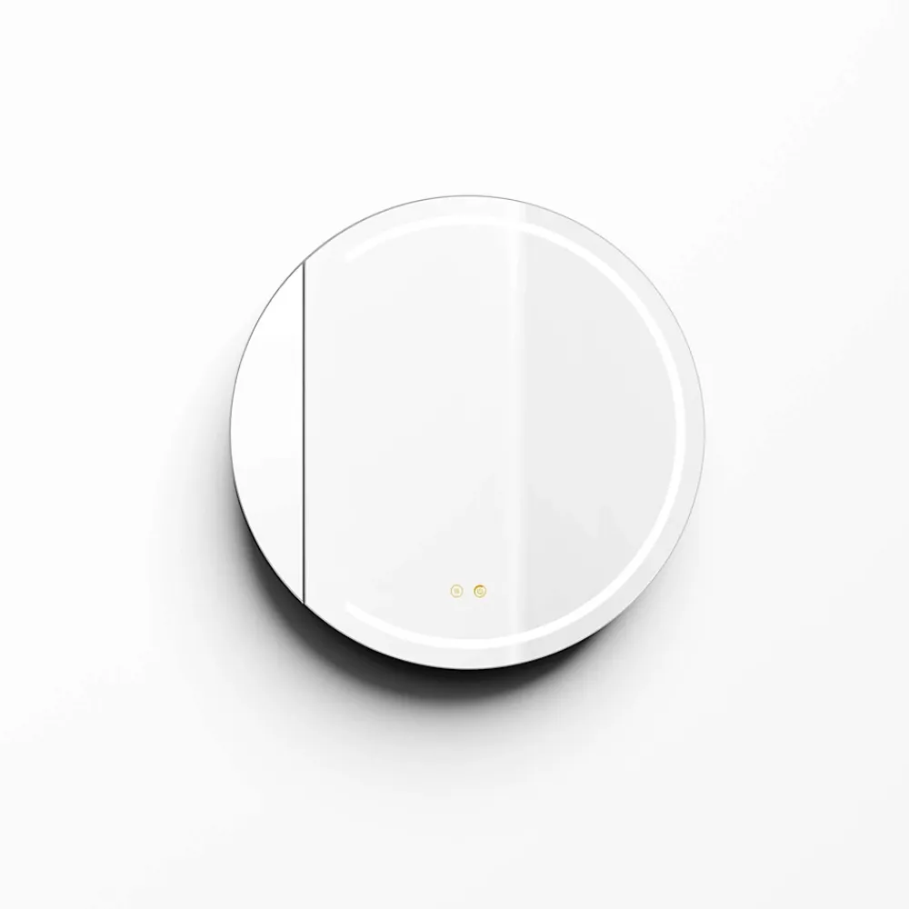 Armoire De Toilette|Poalgi Armoire de toilette LED aluminium MANILLONS 1p miroir diamètre 80 cm P. 14 cm - Nox