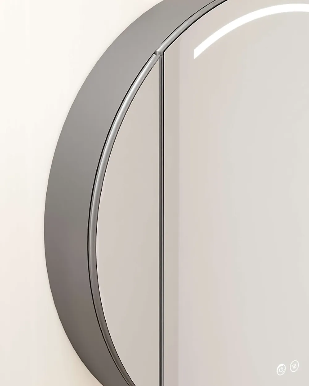 Armoire De Toilette|Poalgi Armoire de toilette LED aluminium MANILLONS 1p miroir diamètre 80 cm P. 14 cm - Nox