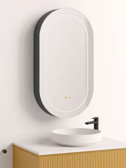 Poalgi Armoire de toilette LED aluminium MANILLONS 1p miroir l. 50 cm H. 90 cm P. 14 cm - Mint
