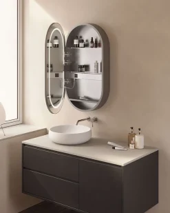 Poalgi Armoire de toilette LED aluminium MANILLONS 1p miroir l. 50 cm H. 90 cm P. 14 cm - Mint
