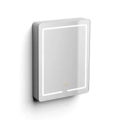 Armoire De Toilette|Poalgi Armoire de toilette LED aluminium MANILLONS 2p miroir l. 60 cm H. 80 cm P. 14 cm - Gan