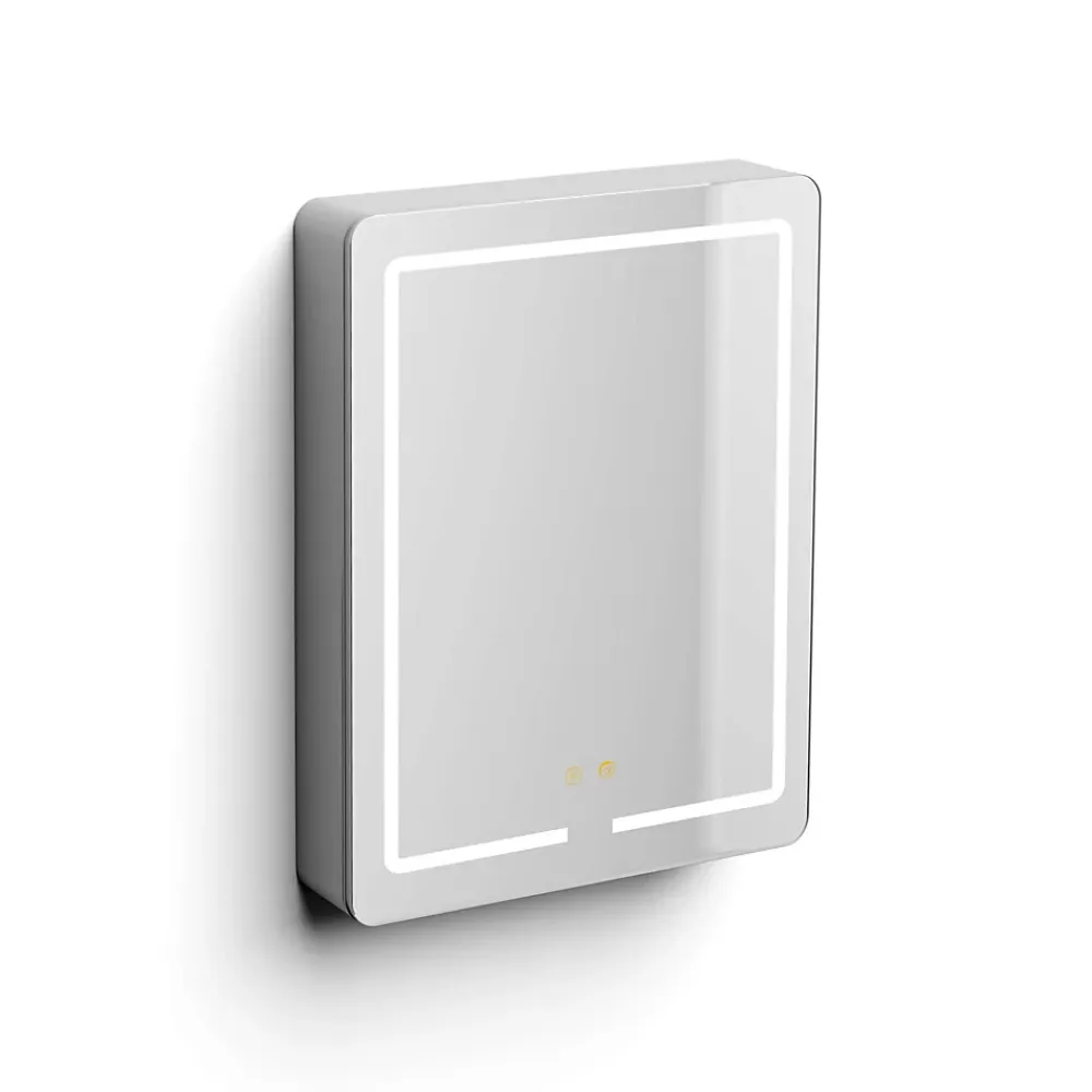 Armoire De Toilette|Poalgi Armoire de toilette LED aluminium MANILLONS 2p miroir l. 60 cm H. 80 cm P. 14 cm - Gan