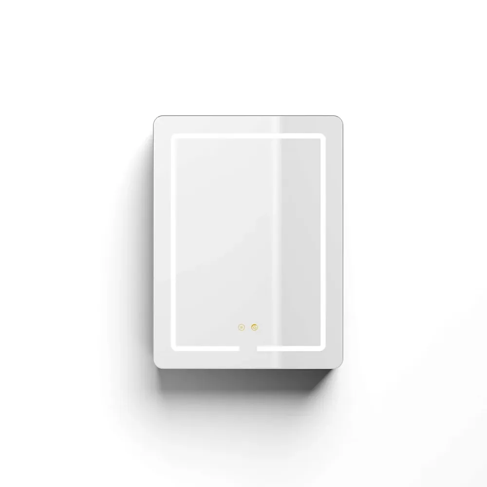 Armoire De Toilette|Poalgi Armoire de toilette LED aluminium MANILLONS 2p miroir l. 60 cm H. 80 cm P. 14 cm - Gan