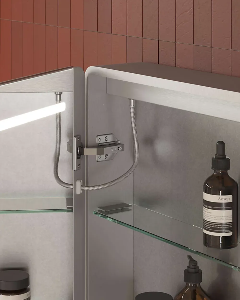 Armoire De Toilette|Poalgi Armoire de toilette LED aluminium MANILLONS 2p miroir l. 60 cm H. 80 cm P. 14 cm - Gan
