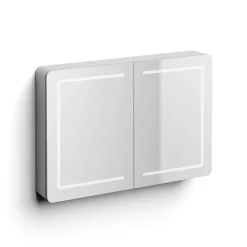 Armoire De Toilette|Poalgi Armoire de toilette LED aluminium MANILLONS 2p miroir l. 100 cm H. 70 cm P. 14 cm - Gan