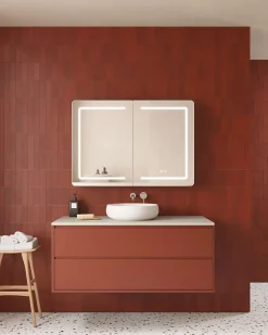 Poalgi Armoire de toilette LED aluminium MANILLONS 2p miroir l. 120 cm H. 70 cm P. 14 cm - Gan