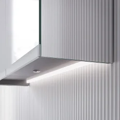 Armoire De Toilette|Bernstein Armoire de toilette MFC 2 portes miroirs, éclairage LED, prise de courant intérieure + 2 tablettes verre, 60x71x19cm (LxHxP), VARO