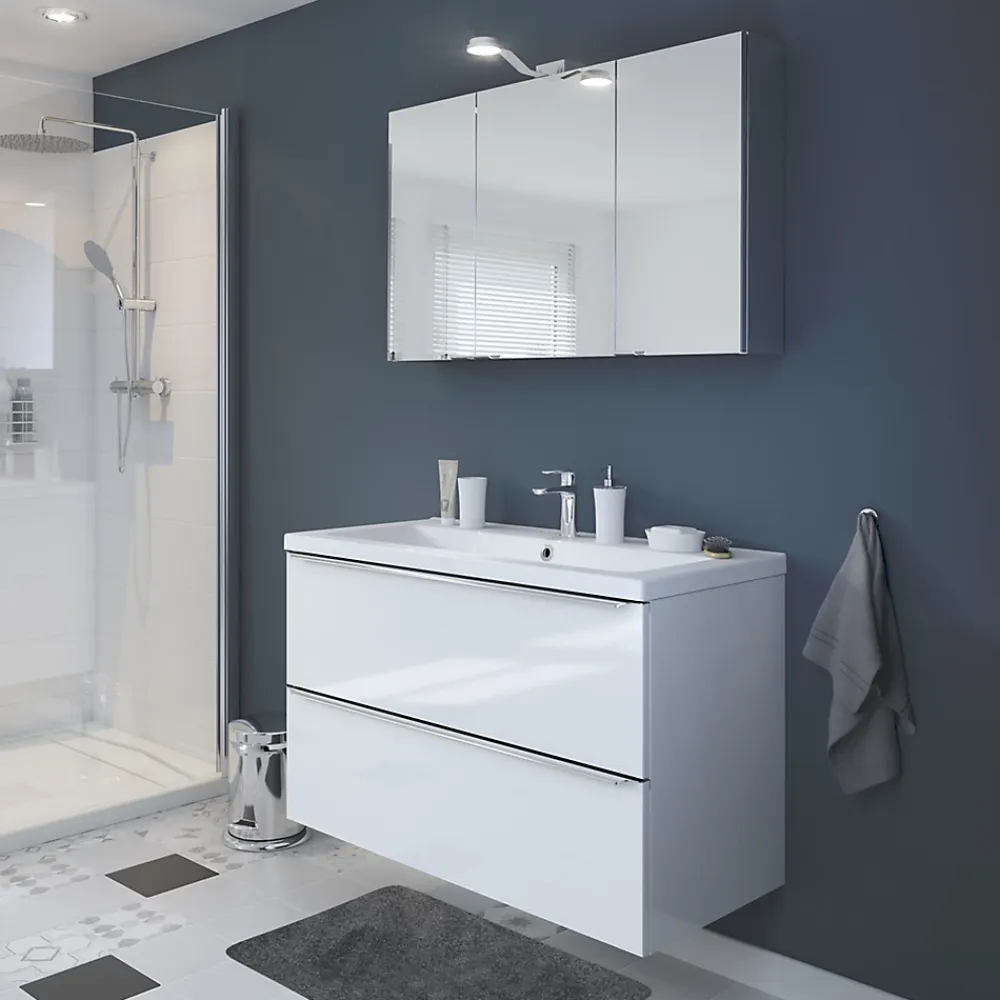 GoodHome Armoire de toilette miroir l.100 x H.60 x P.15 cm, Imandra