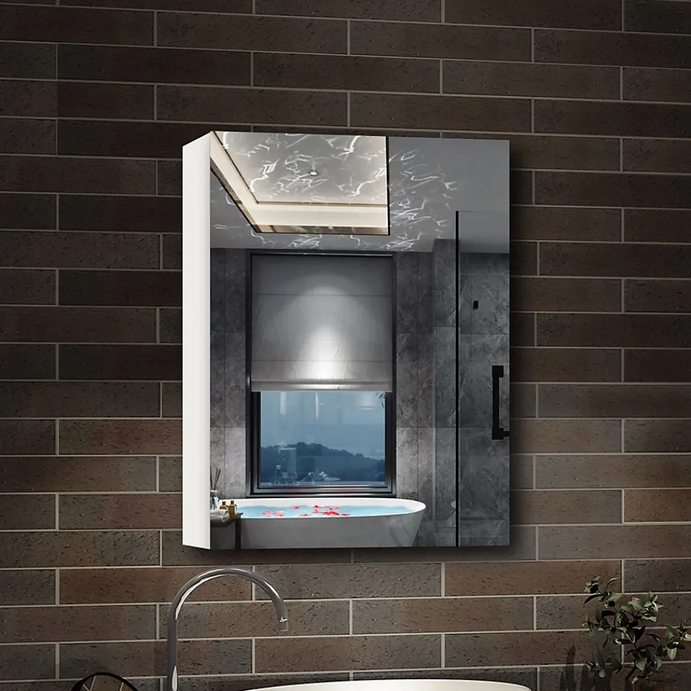 AICA Sanitaire Armoire de Toilette Mural avec Miroir et Rangement - Moderne, Blanc, 50x70 cm,