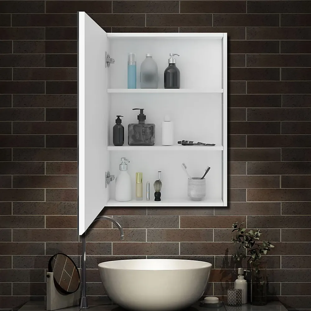 AICA Sanitaire Armoire de Toilette Mural avec Miroir et Rangement - Moderne, Blanc, 50x70 cm,