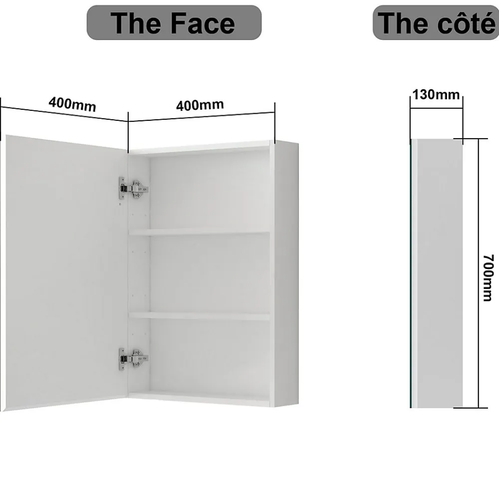 Armoire De Toilette|AICA Sanitaire Armoire de Toilette Mural avec Miroir et Rangement - Moderne, Blanc, 60x70 cm,