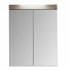 Chb Collection Armoire de toilette murale - 2 portes miroir - Mélaminé Blanc/Chêne. L - H - P : 60 - 77 - 17 cm