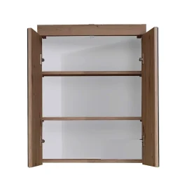 Chb Collection Armoire de toilette murale - 2 portes miroir - Mélaminé Blanc/Chêne. L - H - P : 60 - 77 - 17 cm