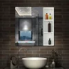 Armoire De Toilette|AICA Sanitaire Armoire de Toilette Mural avec Miroir Niches Intégrées et Rangement Fermé - Moderne, Blanc, 70x70 cm,