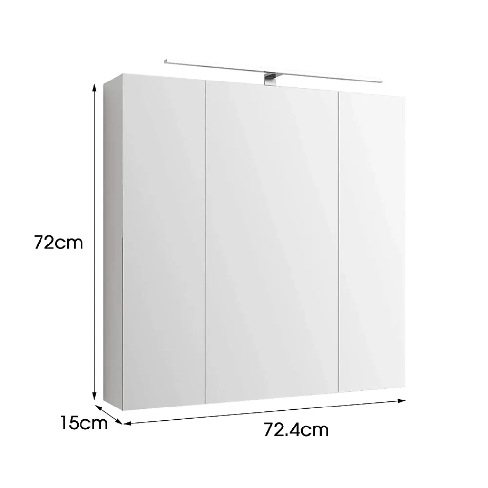 Armoire De Toilette|Meuble De Salle De Bains Faible Profondeur|Ml-Design Armoire de toilette salle de bain avec miroir et LED 72,4x72x15 cm