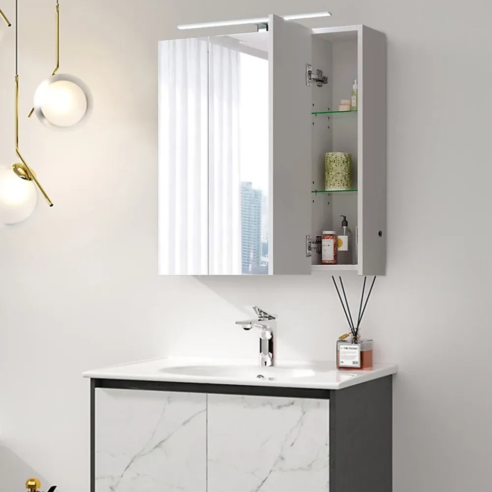 Armoire De Toilette|Meuble De Salle De Bains Faible Profondeur|Ml-Design Armoire de toilette salle de bain avec miroir et LED 72,4x72x15 cm