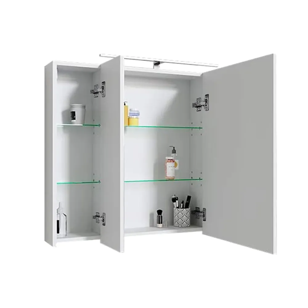 Ml-Design Armoire de toilette salle de bain avec miroir et LED 90,4x72x15 cm