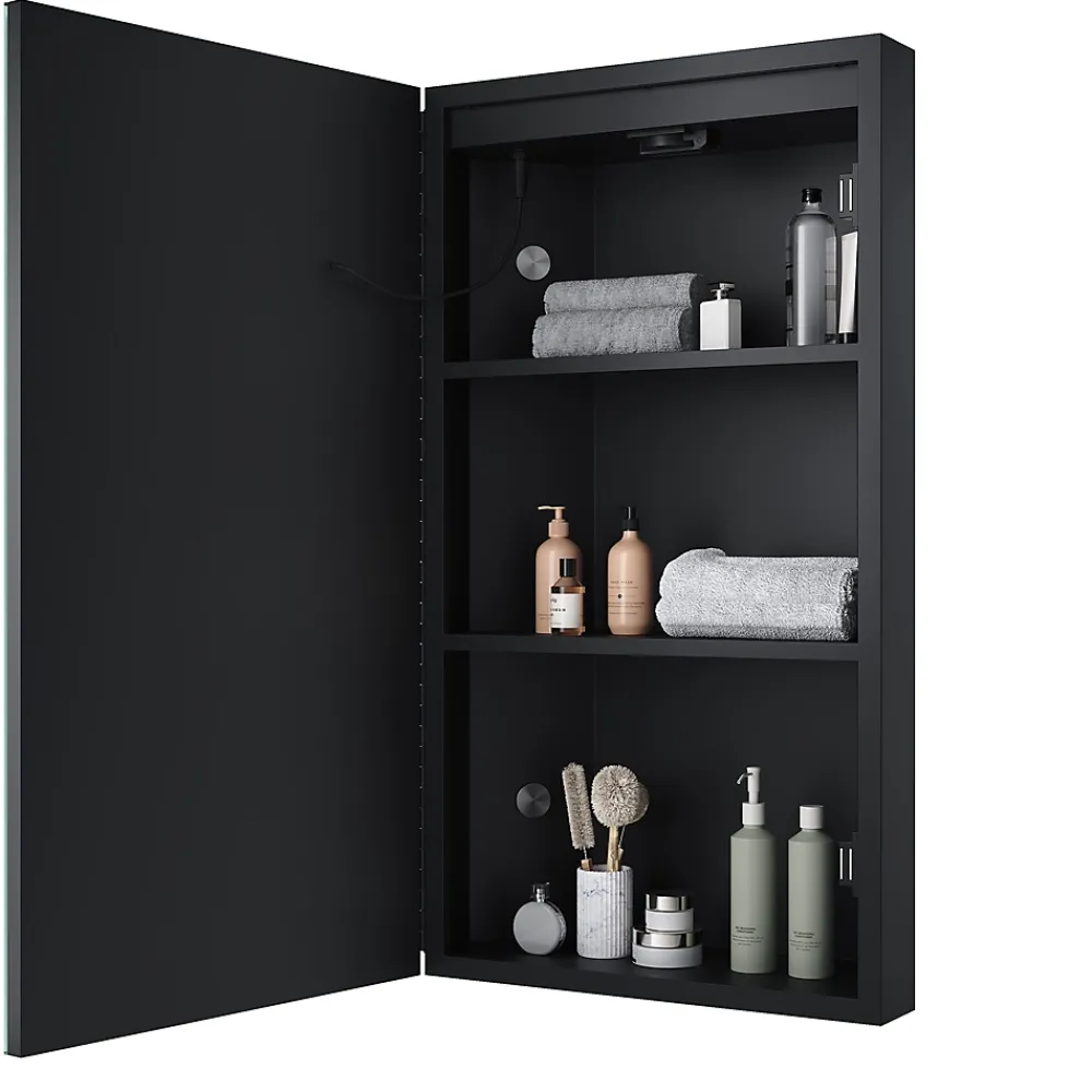 Sirhona Armoire de toilette 60x75cm + Interrupteur tactile + LED température 3 couleurs + Anti-buée + Prise rasoir