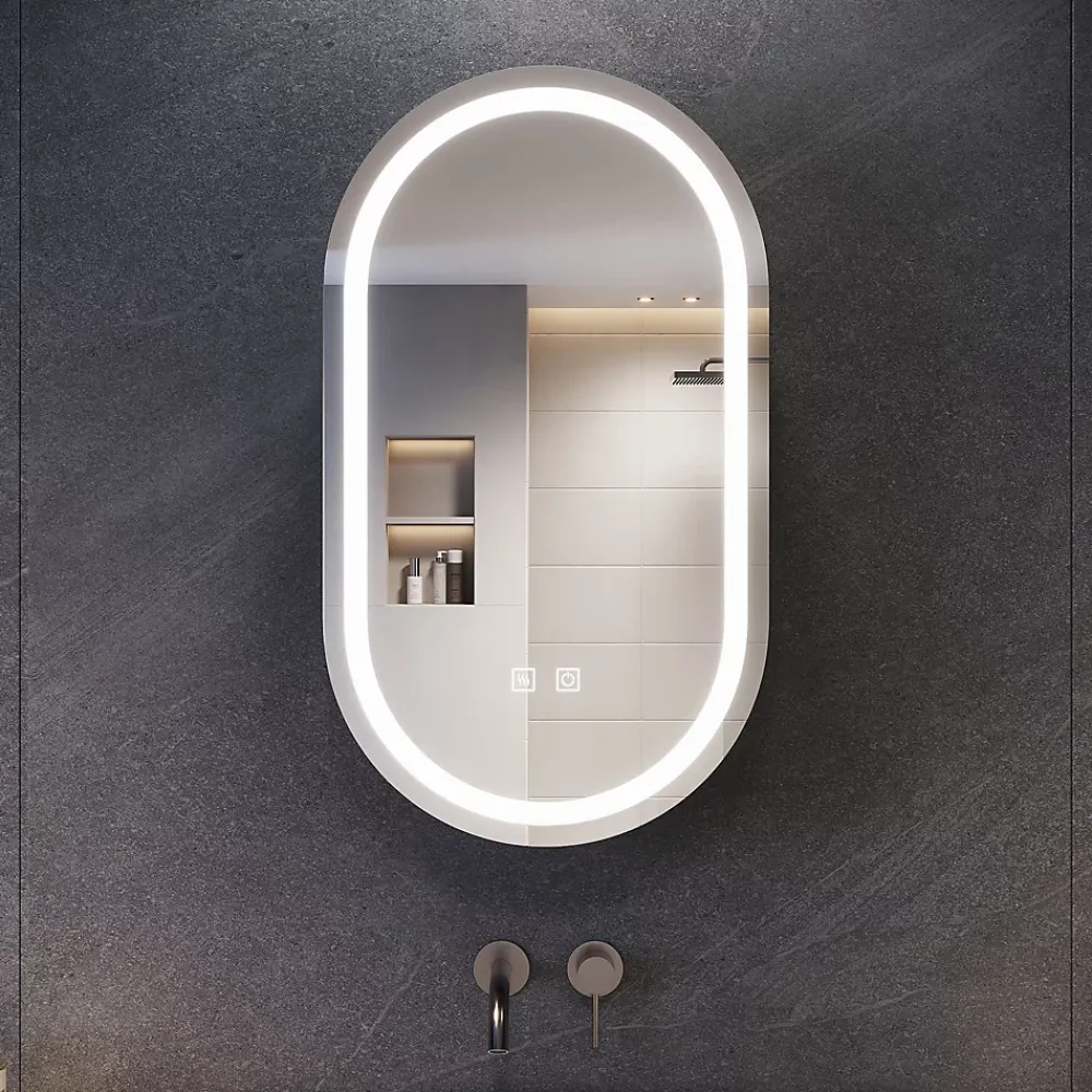 Armoire De Toilette|Sirhona Armoire de toilette 40x70cm+Touch+LED Tri-couleur Température+ Anti-buée+ Prise rasoir