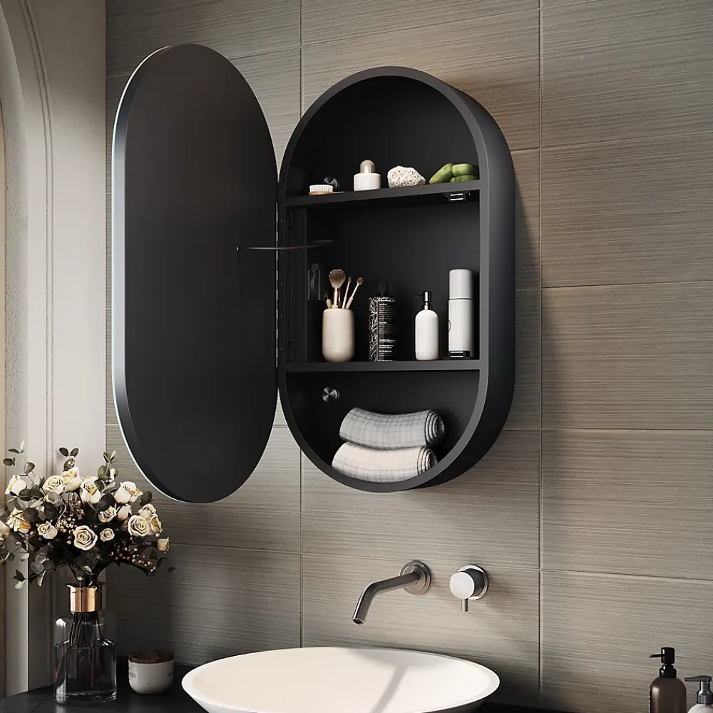 Armoire De Toilette|Sirhona Armoire de toilette 40x70cm+Touch+LED Tri-couleur Température+ Anti-buée+ Prise rasoir