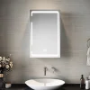 Sirhona Armoire de toilette miroir de salle de bain avec lumière LED 3 couleurs,38x60cm, meuble de rangement blanc anti-buée