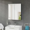 Bernstein Armoire de toilette suspendue Anthracite mat 60x18x70cm (LxPxH) 2 portes miroir, éclairage LED, tablettes en verre - SOLO