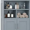 Armoire De Salle De Bains|Giantex Armoire Haute de Salle de Bain Armoire de Rangement Autoportante avec 2 Placards à Portes Étagères Réglables Gris