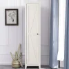 Armoire De Salle De Bains|Giantex Armoire haute et étroite, étagère à 4 compartiments et porte, peu encombrante, grand espace de rangement, 43 x 19,5 x 183 cm.