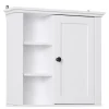 Homcom Armoire haute murale de salle de bain ou WC placard 1 porte 3 niches dim. 53L x 14,5l x 50,5H cm MDF panneaux particules blanc
