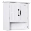 Armoire De Salle De Bains|Homcom Armoire haute murale de salle de bain ou WC 2 portes 2 étagères niche dim. 60 x 20 x 58 cm blanc