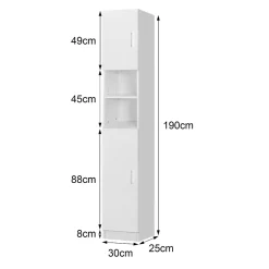 Meuble De Salle De Bains Faible Profondeur|Armoire De Salle De Bains|Ml-Design Armoire haute salle de bain colonne blanc MDF 30x190x25 cm