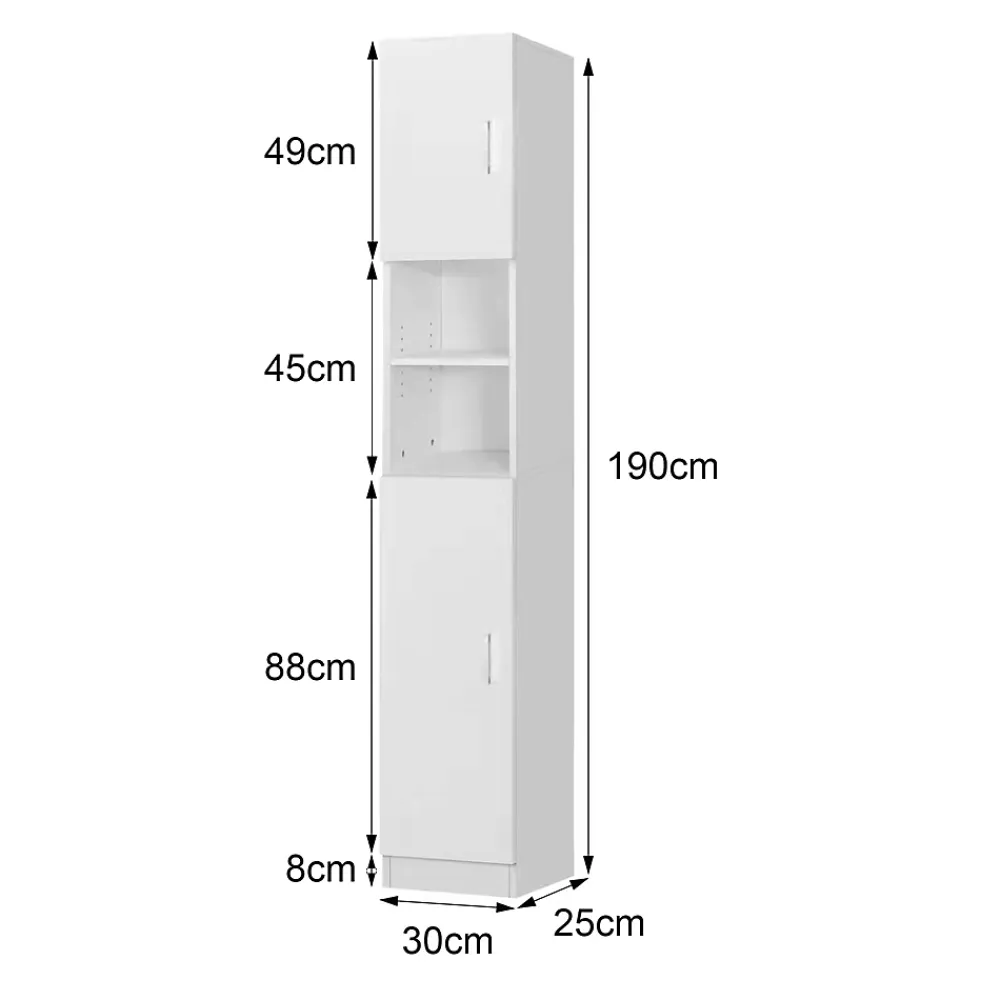 Meuble De Salle De Bains Faible Profondeur|Armoire De Salle De Bains|Ml-Design Armoire haute salle de bain colonne blanc MDF 30x190x25 cm