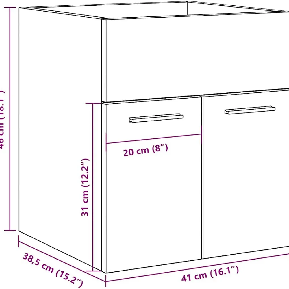 Vidaxl Armoire lavabo de salle de bain chêne sonoma 41x38,5x46 cm