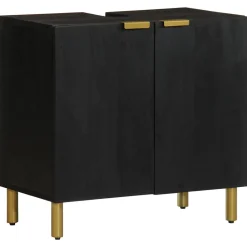 Meuble Wc|Vidaxl Armoire lavabo de salle de bain noir bois d'ingénierie