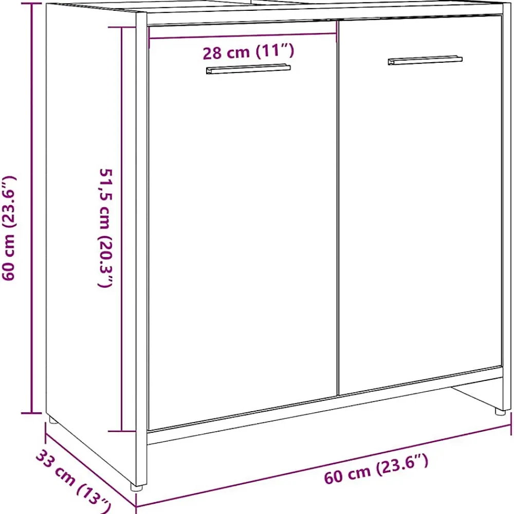 Vidaxl Armoire lavabo de salle de bain gris béton 60x33x60 cm