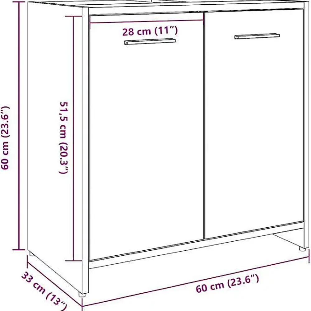 Vidaxl Armoire lavabo de salle de bain gris béton 60x33x60 cm