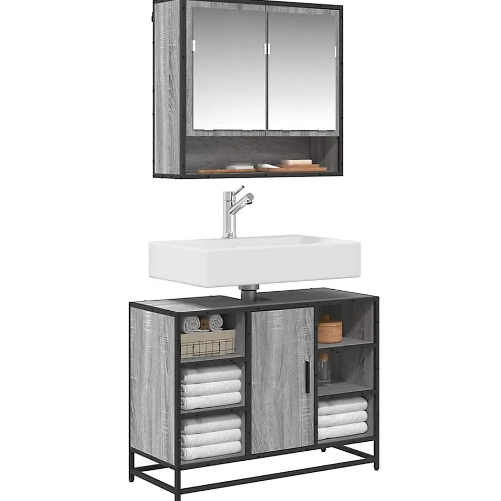 Meuble Wc|Vidaxl Armoire lavabo de salle de bain sonoma gris bois d'ingénierie