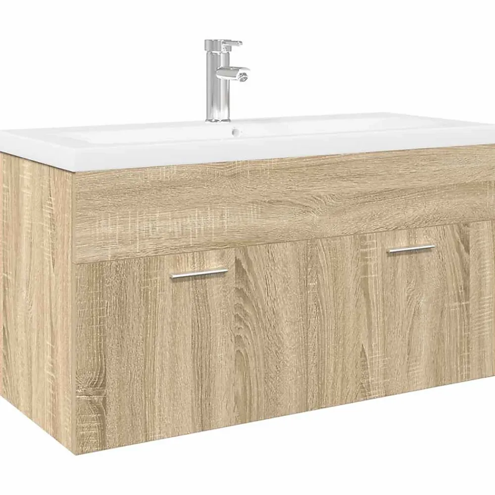 Meuble Wc|Vidaxl Armoire lavabo de salle de bain et bassin intégré chêne sonoma