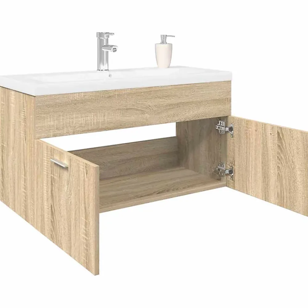 Meuble Wc|Vidaxl Armoire lavabo de salle de bain et bassin intégré chêne sonoma